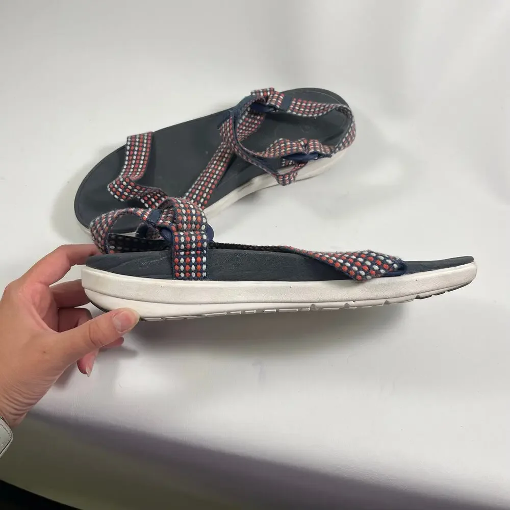 Fitflop Z Strap Sandals 9 Comfort Casual Blue Red Summer Classic Beach